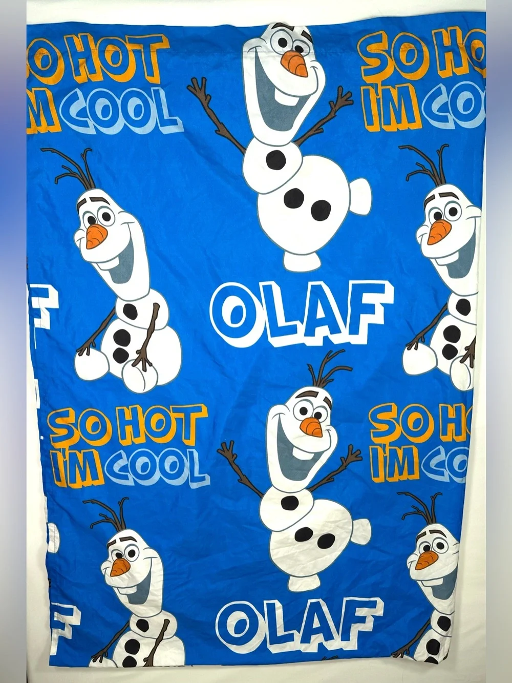 DISNEY Frozen Olaf Twin Flat Sheet So Hot I’m Cool Blue Bedding Movie Collector